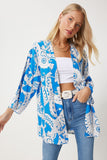 Mavi Beyaz Desenli Viskon Kimono EN00615