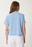 Mavi Kontrast Dikiş Detaylı Örme T-Shirt TP00087