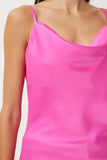 Pembe Saten Yüzeyli Degaje Yaka Dokuma Bluz  FN03354