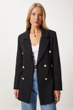 Siyah Düğmeli Blazer Tüvit Ceket WF00004