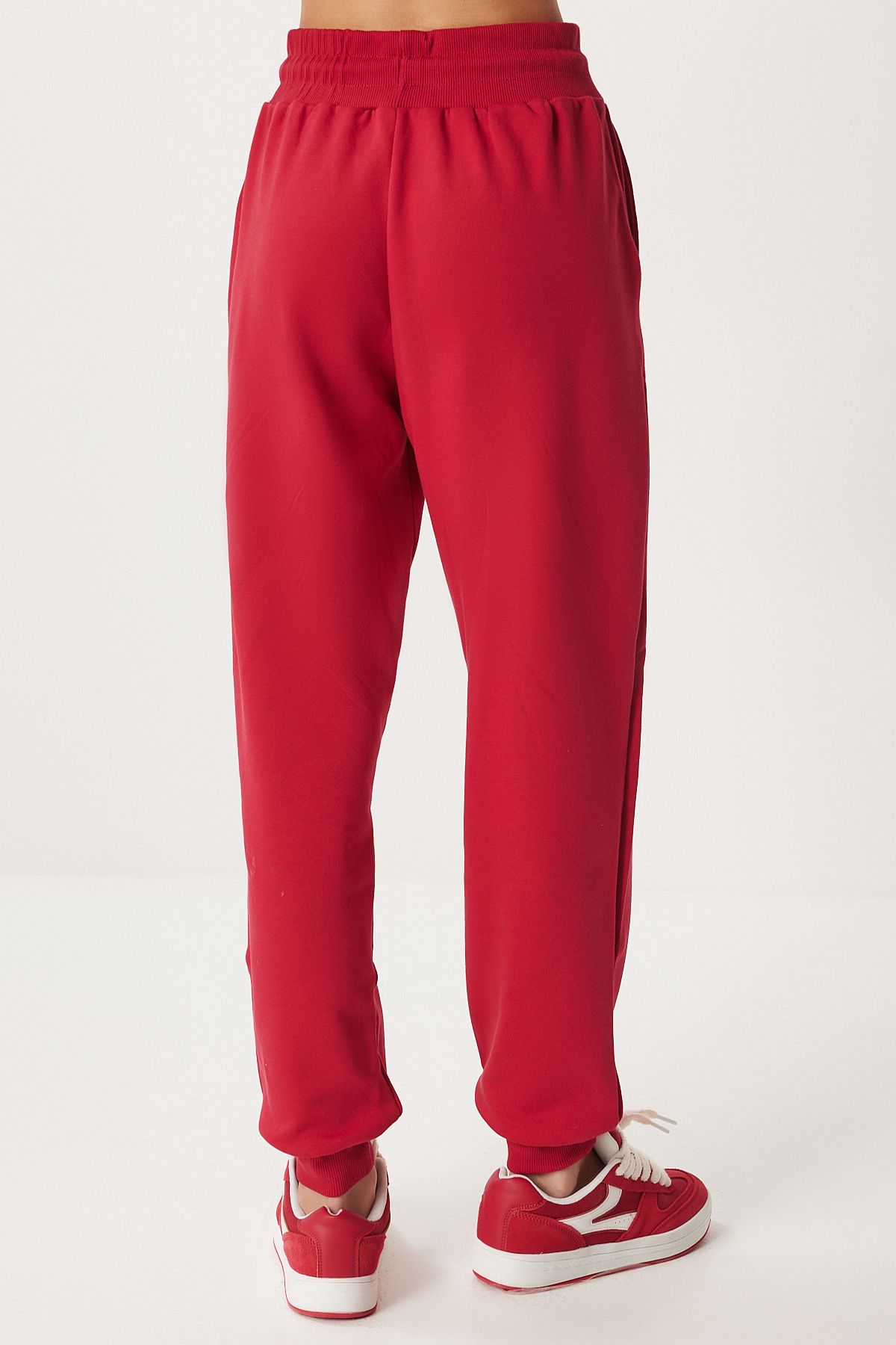 Kırmızı Kapüşonlu Sweatshirt Jogger Oversize Örme Eşofman Takımı PYS0027