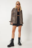 Vizon Siyah Leopar Desenli Gabardin Gömlek RV00203