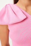 Pembe Fiyonklu Tek Omuz Triko Bluz PF00075