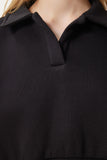 Siyah Polo Yaka Şardonlu Crop Örme Sweatshirt HW00014