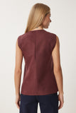 Bordo V Yaka Nubuk Yelek FN03387