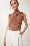 Taba Drapeli Sandy Örme Bluz RX00054