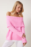 Pembe Madonna Yaka Triko Kazak MT00156
