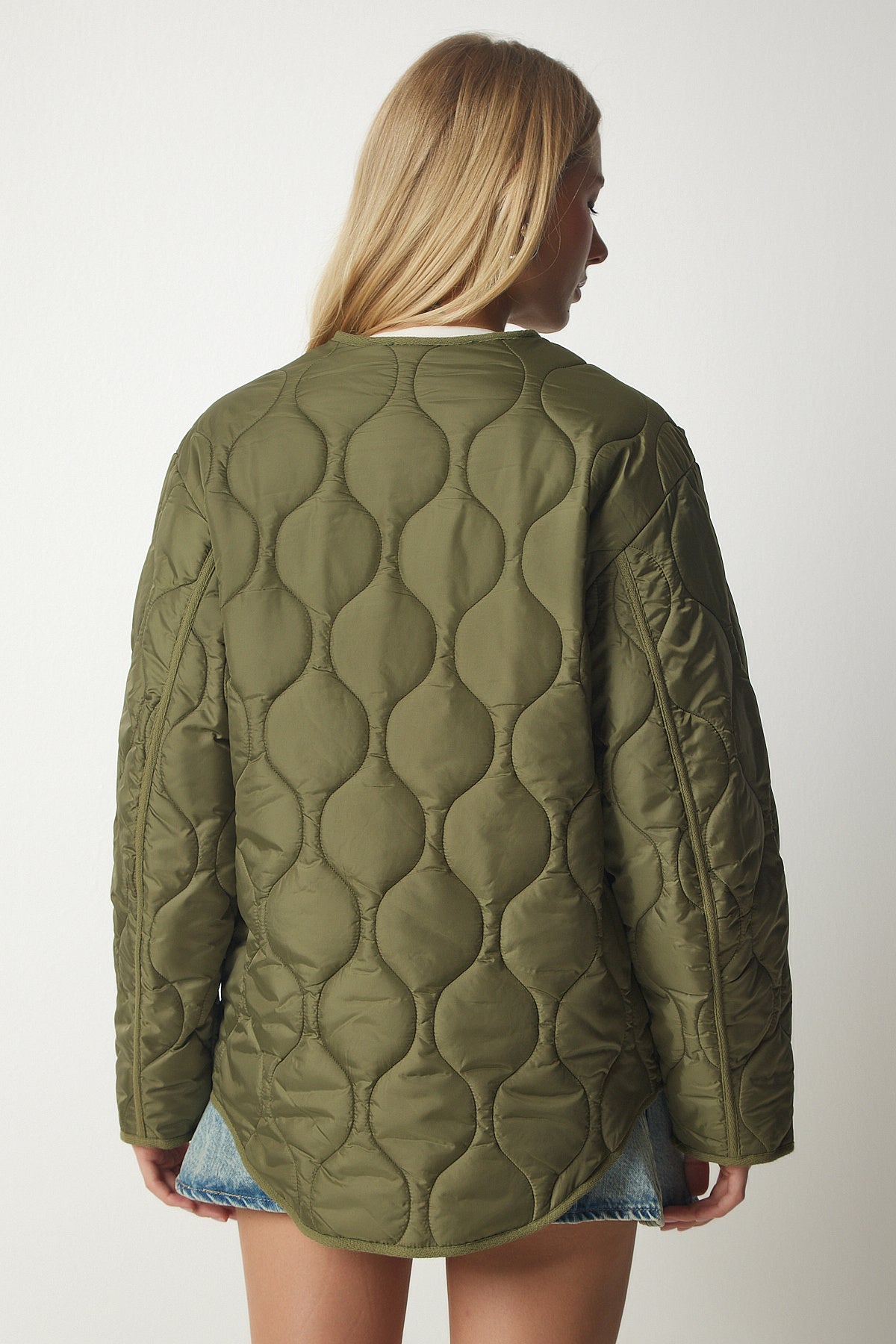 Haki Cepli Oversize Kapitone Mont DZ00098