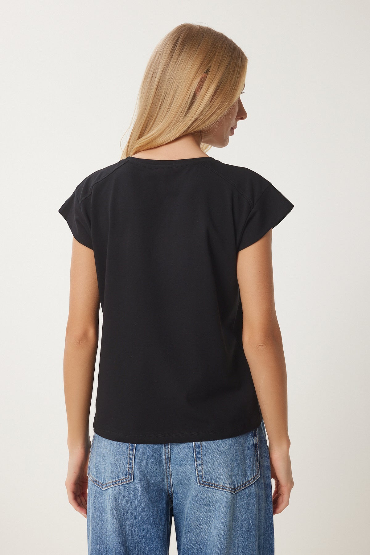 Siyah Basic Örme T-Shirt HW00017