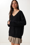 Siyah V Yaka Oversize Basic Triko Kazak MX00130