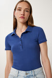 Lacivert Polo Yaka Örme T-Shirt FK00039