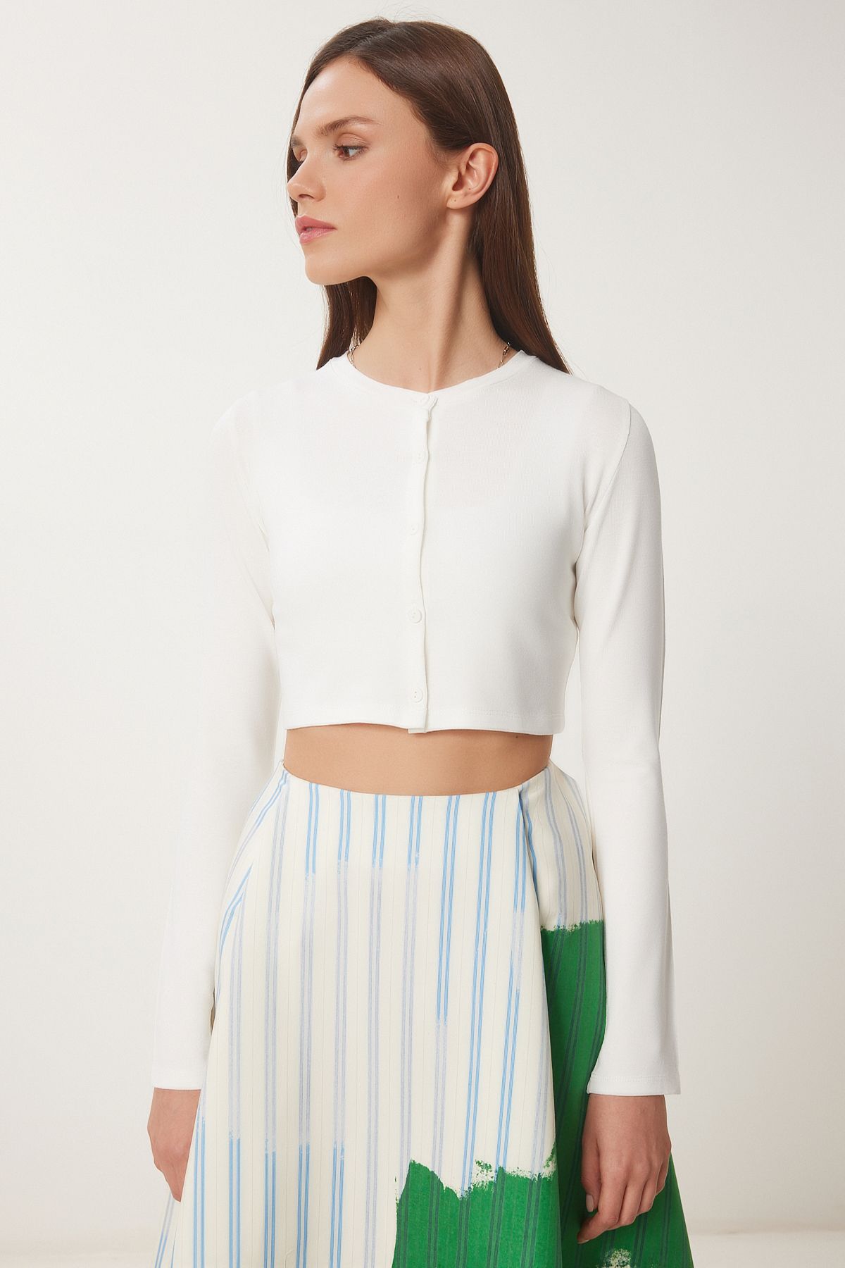 Kemik Çilek Örme Crop Bolero Hırka UB00384