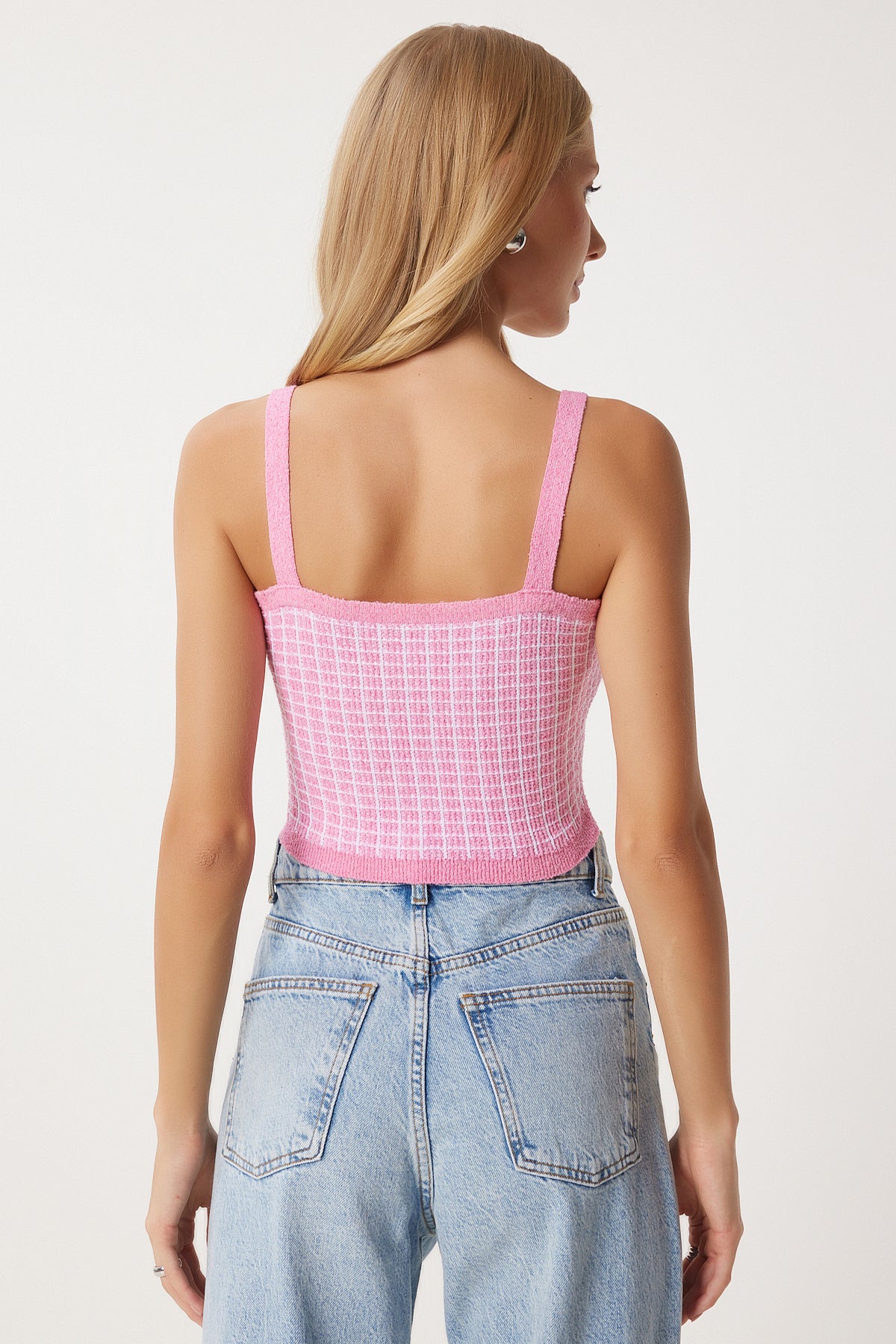 Pembe Triko Crop Hırka Takım PF00093