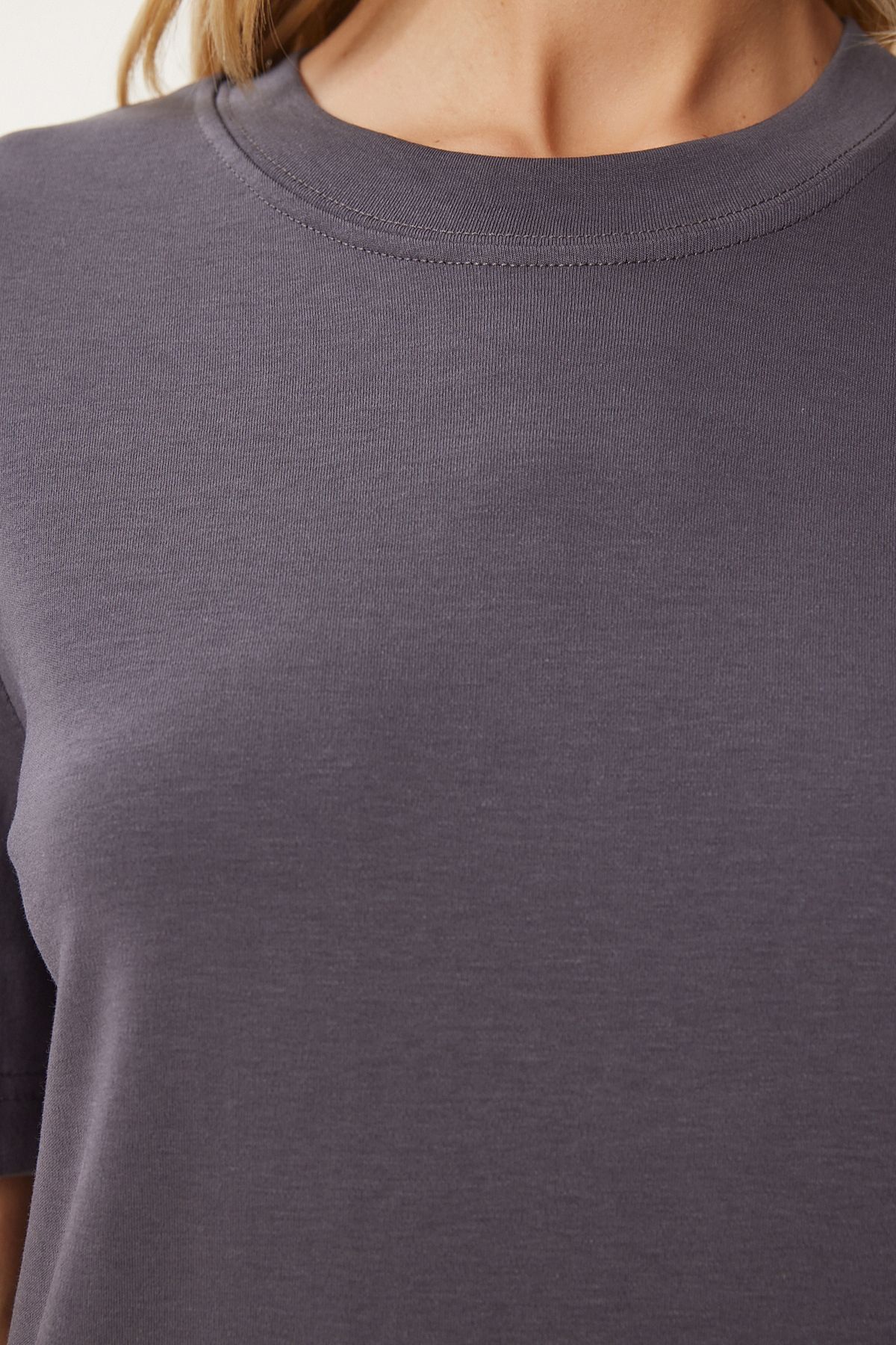 Füme Pamuklu Basic Örme T-Shirt AG00001