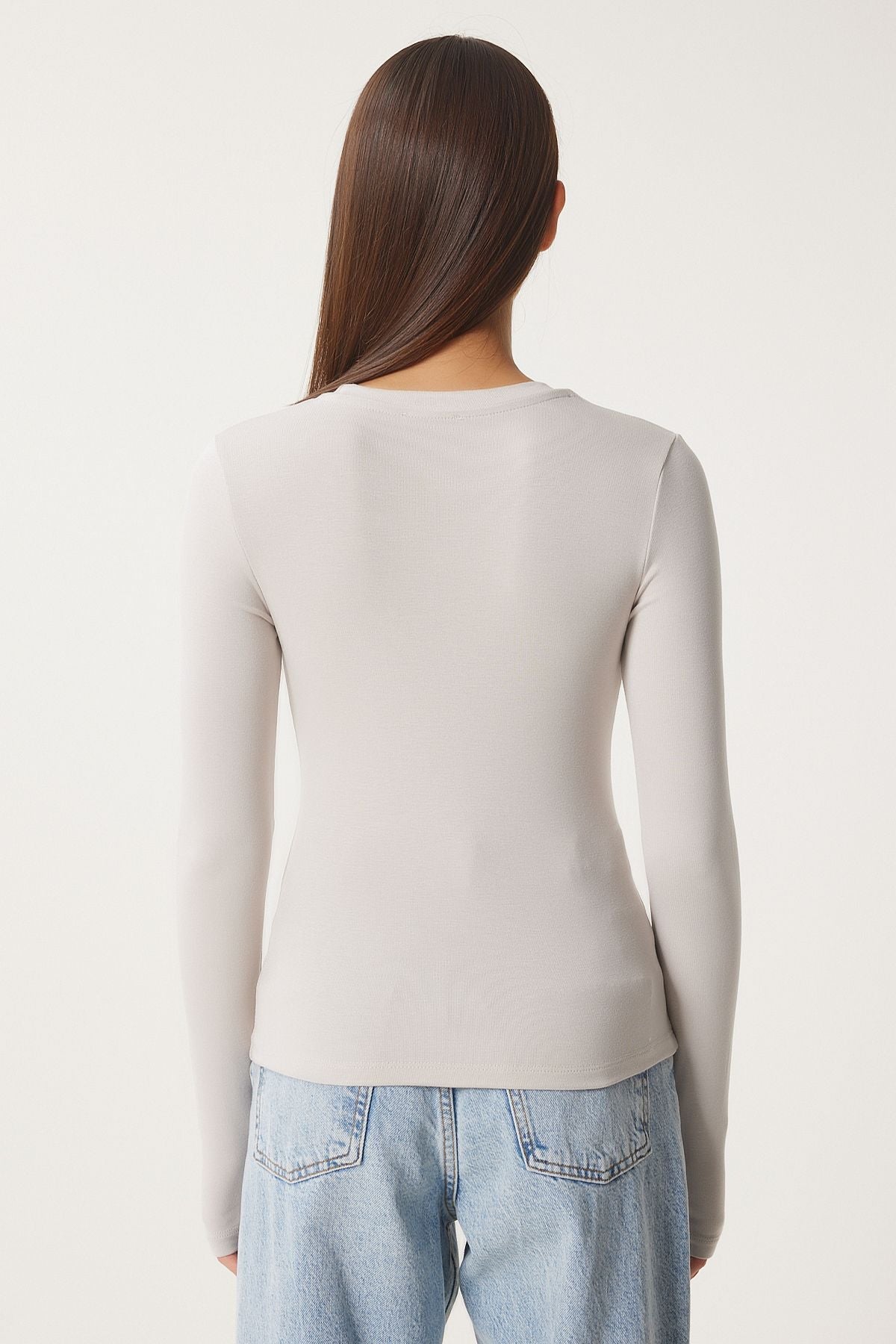 Taş Bisiklet Yaka Basic Örme Bluz CR00439