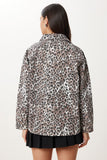 Siyah Kahverengi Leopar Desenli Gabardin Ceket GP00025