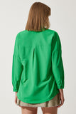 Koyu Yeşil Oversize Uzun Basic Gömlek  DD00842