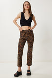 Siyah Bej Leopar Desenli Gabardin Pantolon WF00125