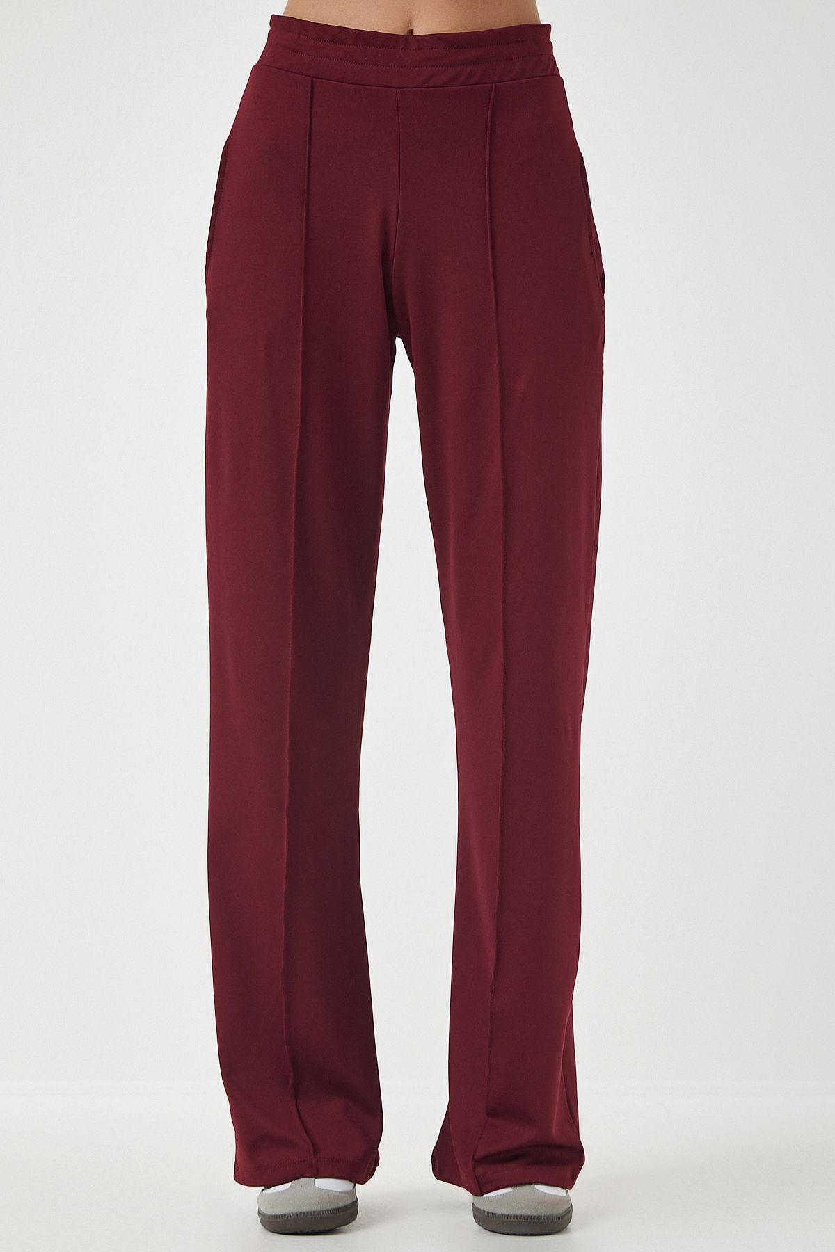 Bordo Yüksek Bel Esnek Eşofman Pantolon  BF00030