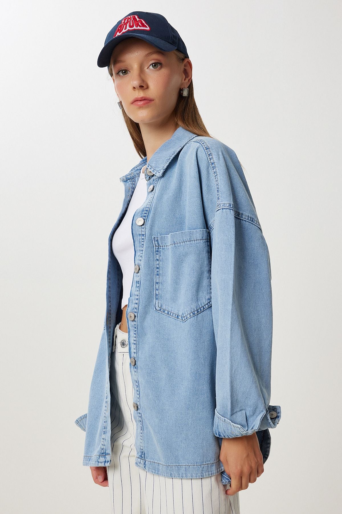 Açık Mavi Cepli Denim Ceket VC00009