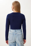 Lacivert Basic Crop Triko Kazak MX00248