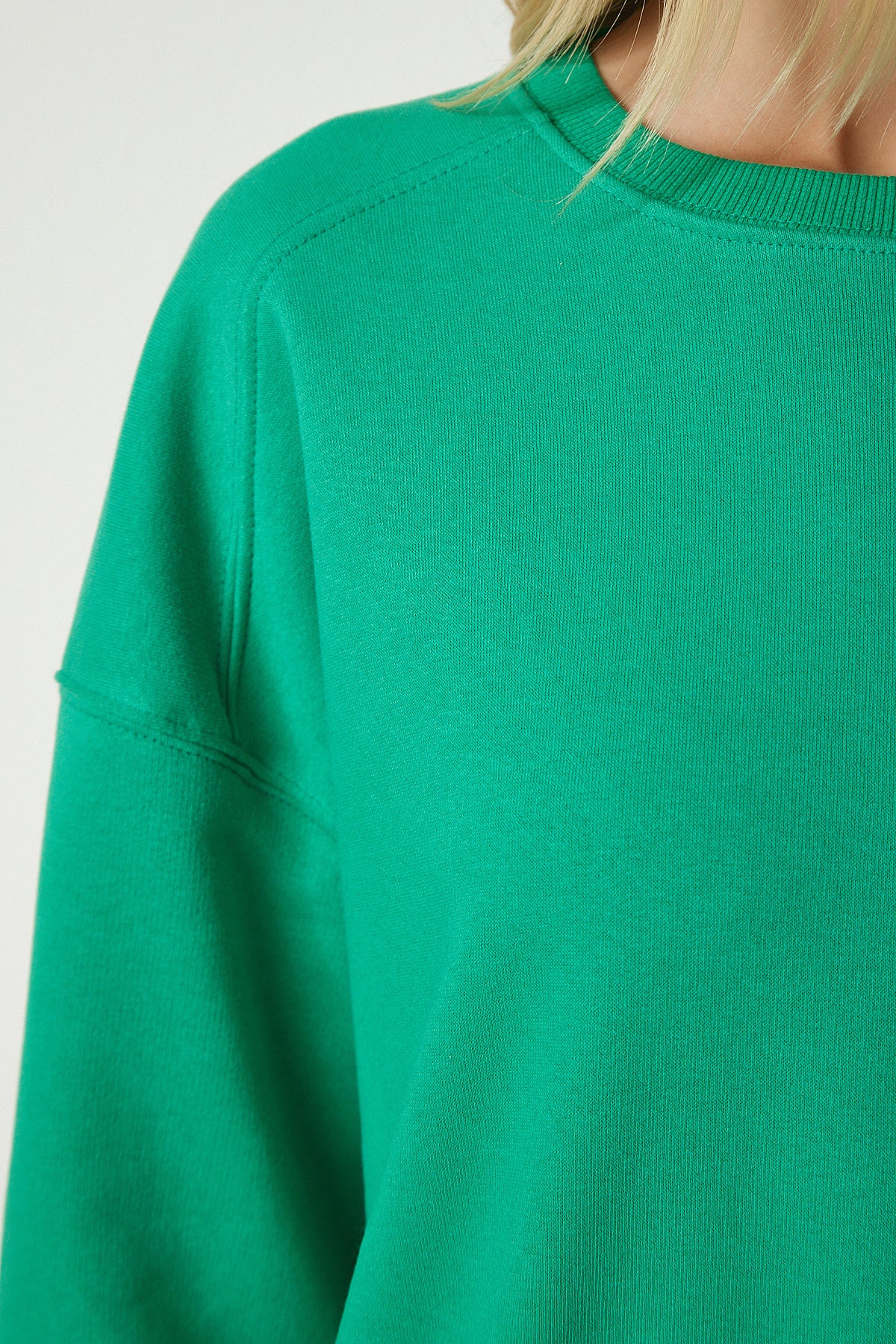 Yeşil Şardonlu Oversize Sweatshirt MC00232