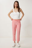 Pembe Yazlık Modal Şalvar Pantolon WF00156