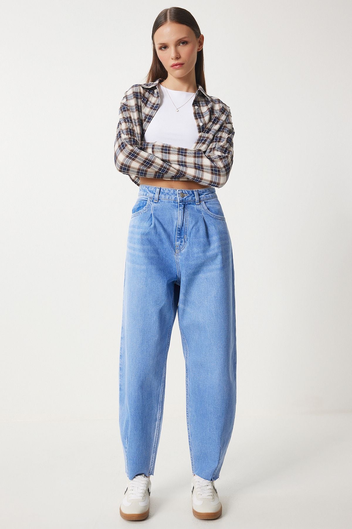 Mavi Yüksek Bel Baggy Jean Pantolon UT00021