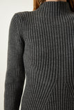 Gri Fitilli Çan Triko Elbise PF00052