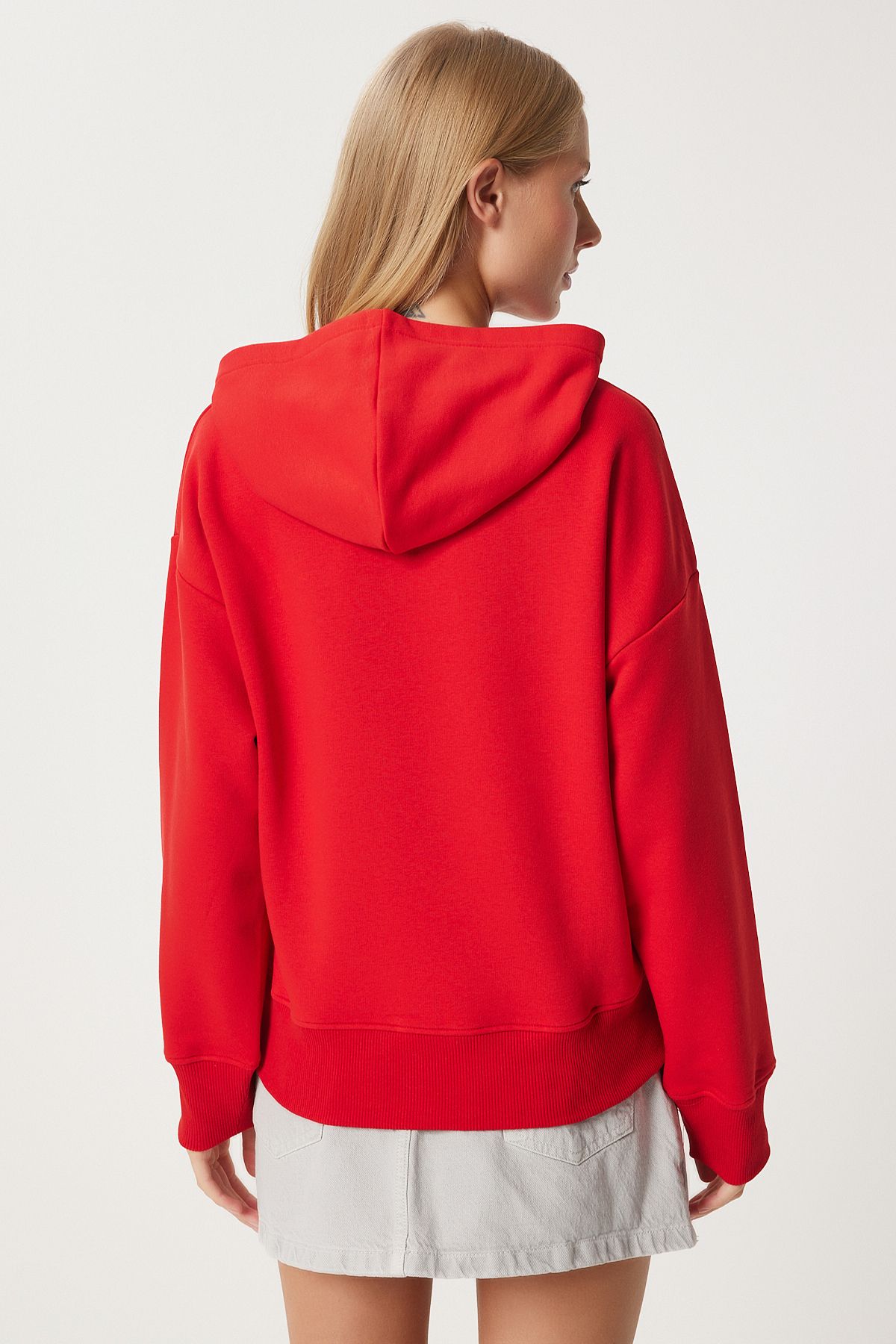 Kırmızı Kapüşonlu Şardonlu Sweatshirt OW00050