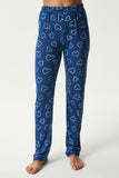 Lacivert Desenli Viskon Pantolon T-Shirt Pijama Takımı EC00046