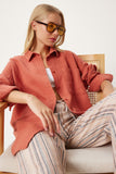 Şeftali Oversize Basic Müslin Gömlek  MX00150