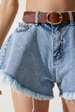 Orta Mavi Püsküllü Mini Denim Şort HE00002