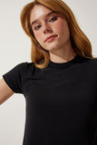 Siyah Bisiklet Yaka Basic Sandy T-Shirt EN00611