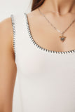 Kemik Kontrast Şeritli Crop Örme Bluz FW00005