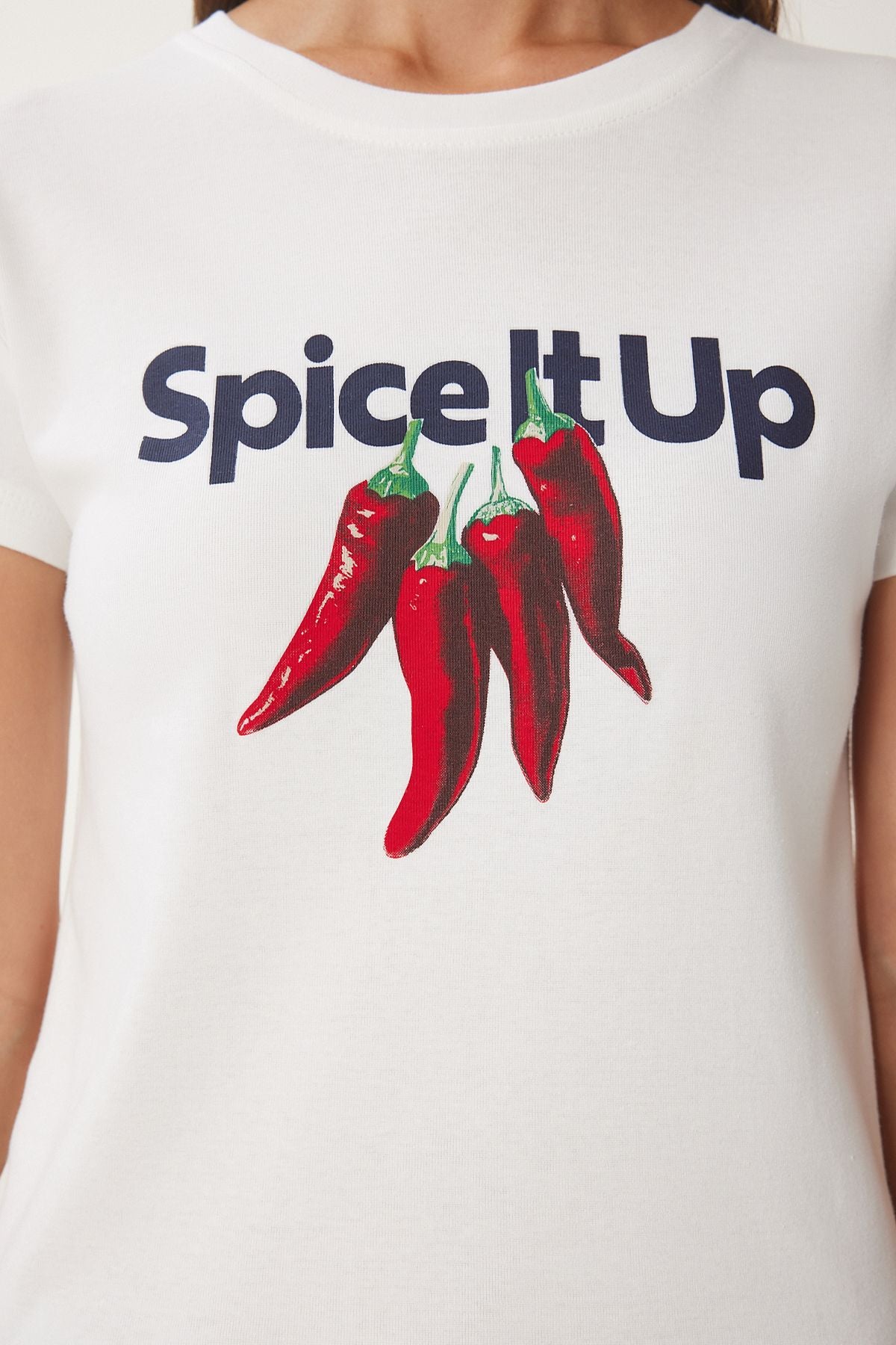 Kemik Baskılı Pamuklu Örme T-Shirt UB00381