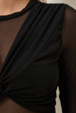 Siyah Büzgü Detaylı Crop Şifon Bluz SF00016