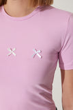Pembe Fiyonk Detaylı Crop T-Shirt MC00279