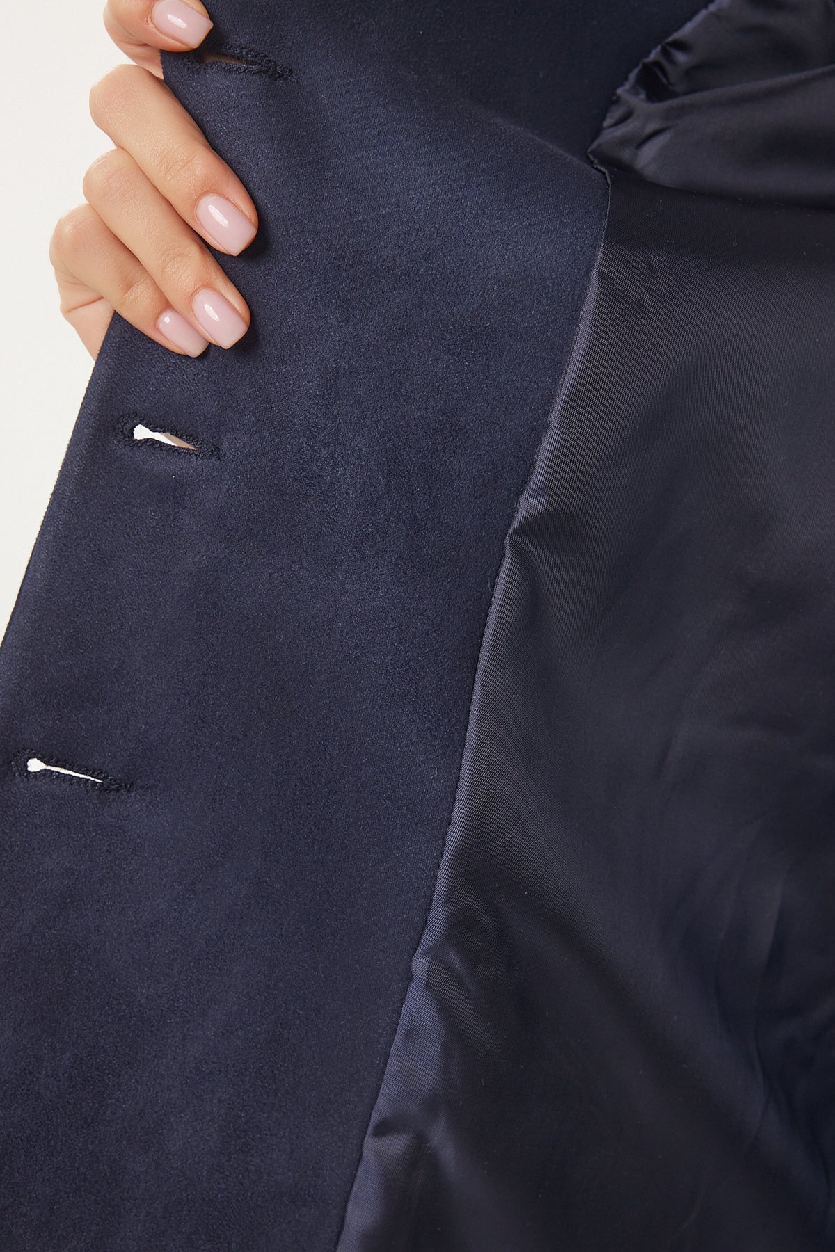 Koyu Lacivert Premium Süet Blazer Ceket FN03443