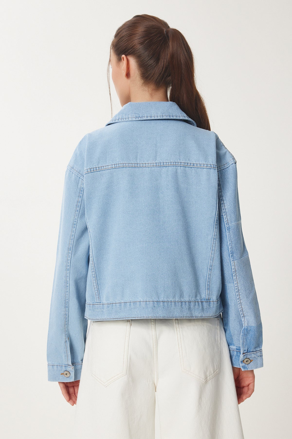 Açık Mavi Kontrast Renkli Denim Ceket SA00033