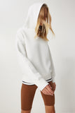 Ekru Kapüşonlu Şardonlu Sweatshirt OW00050