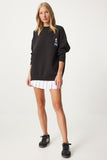 Siyah Nakışlı Armalı Şardonlu Oversize Sweatshirt NJ00160