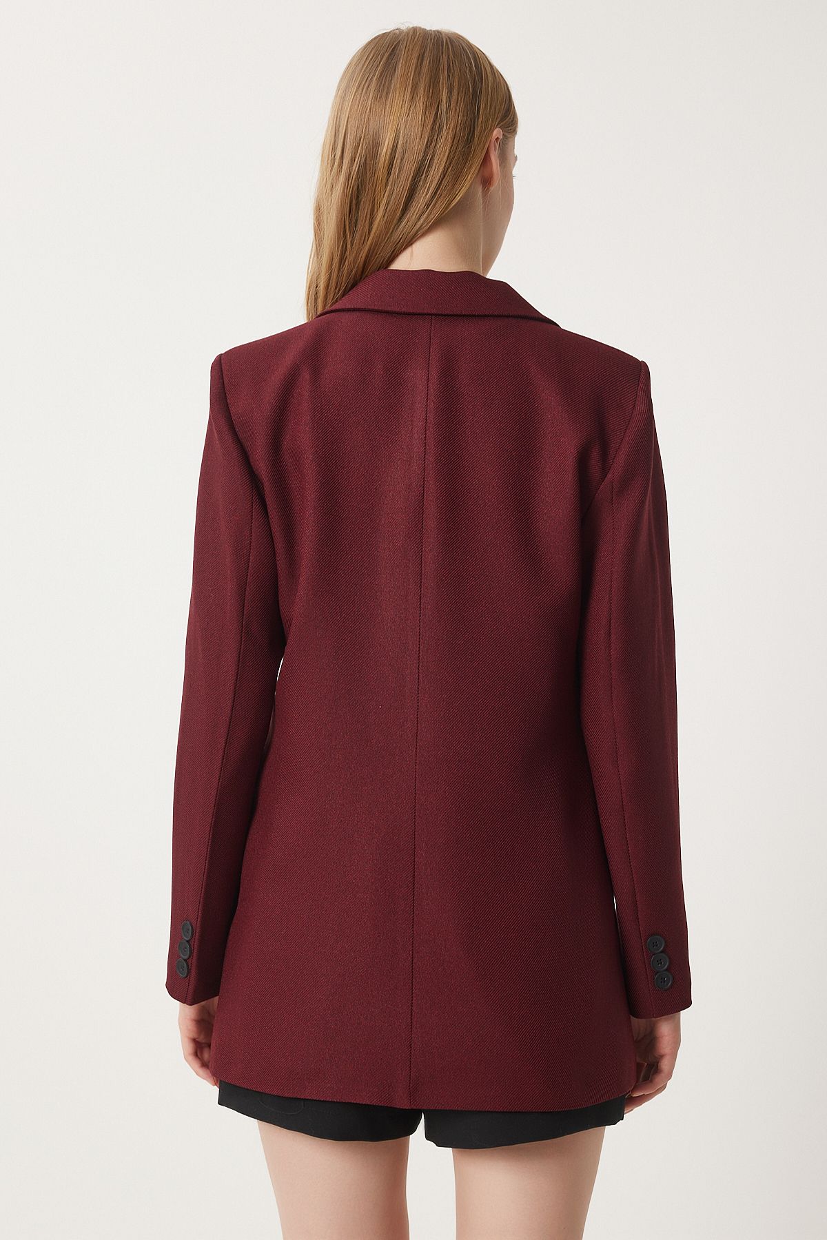 Bordo Vatkalı Dokuma Blazer Ceket HL00005