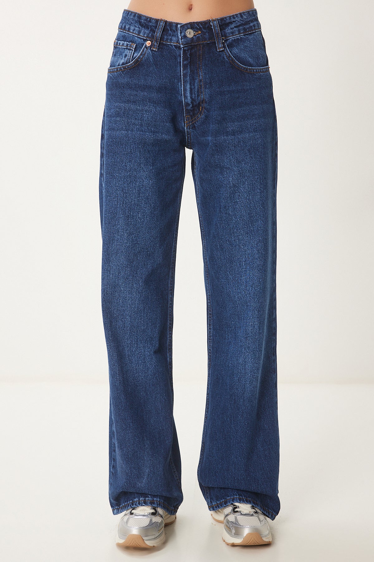 Mavi Geniş Paça Yıkamalı Jeans US00960