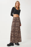 Siyah Bej Leopar Desenli Uzun Dokuma Etek RC00155