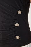 Siyah Drape Detaylı Düğmeli Sandy Bluz RX00057