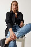 Siyah Oversize Uzun Basic Gömlek DD00842