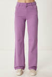 Lila Geniş Paça Cepli Gabardin Pantolon WF00123