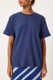 Lacivert Bisiklet Yaka %100 Pamuk Penye T-Shirt FN03265