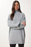 Gri Dik Yaka Oversize Basic Triko Kazak YY00167